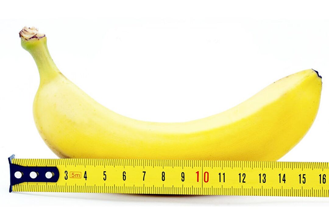 一根带尺子的香蕉，象征手术后阴茎的测量